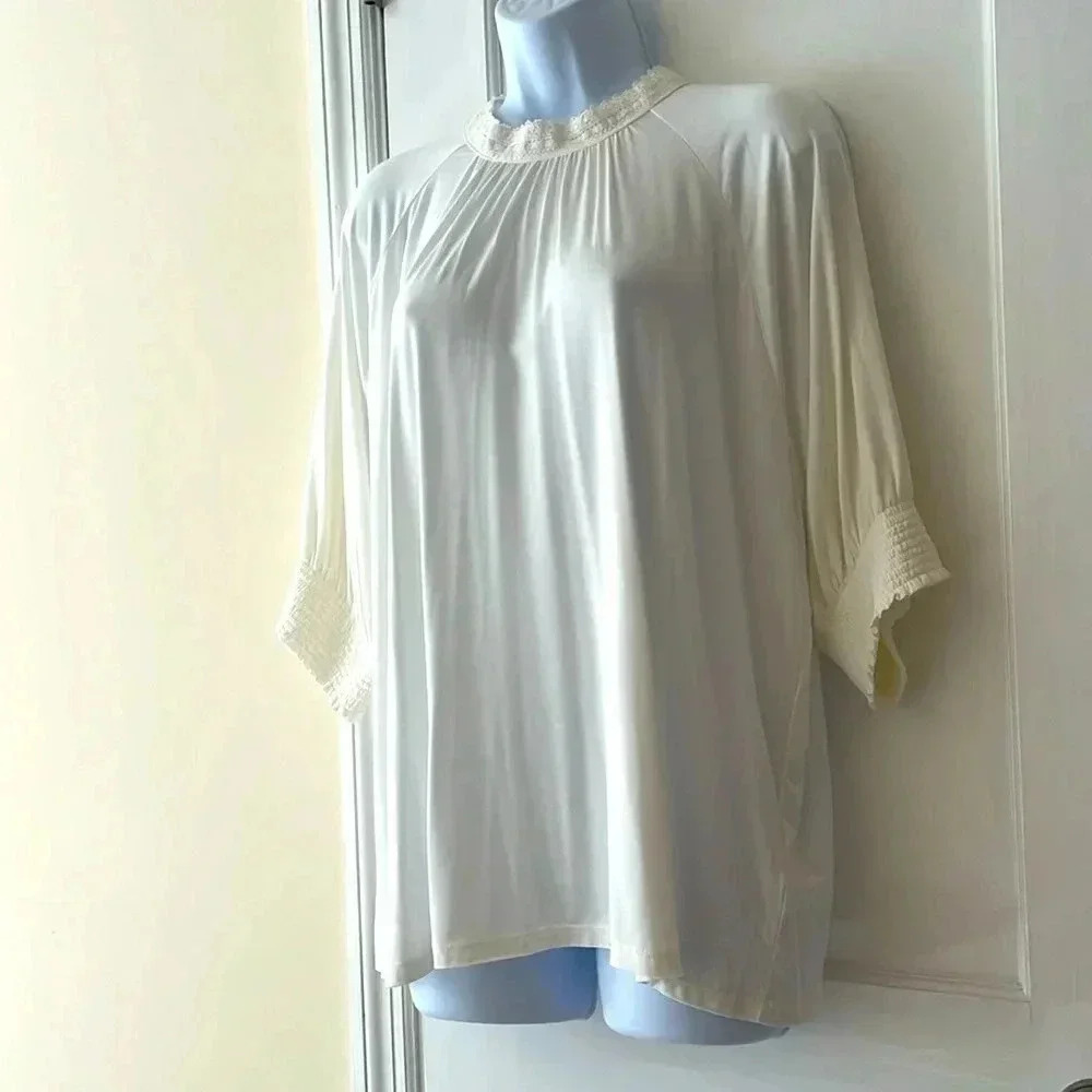 Lauren Ralph Lauren Cream Short Sleeve Blouse